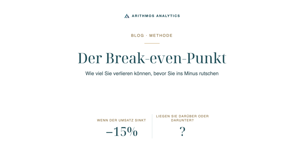Der Break-even-Punkt: Wenn der Umsatz sinkt −15%, Liegen Sie darüber oder darunter? ?
