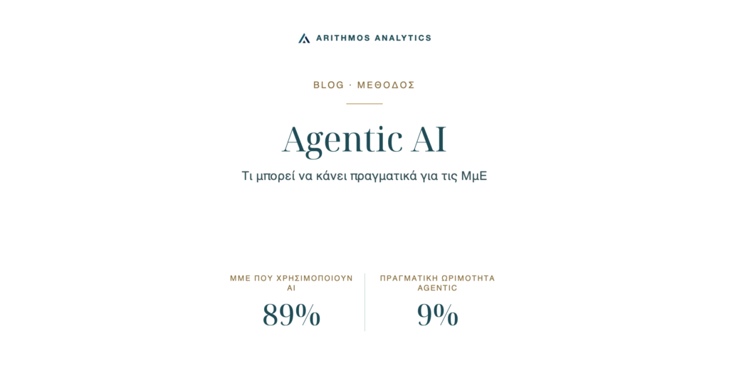 Agentic AI: ΜμΕ που χρησιμοποιούν AI 89%, Πραγματική ωριμότητα agentic 9%