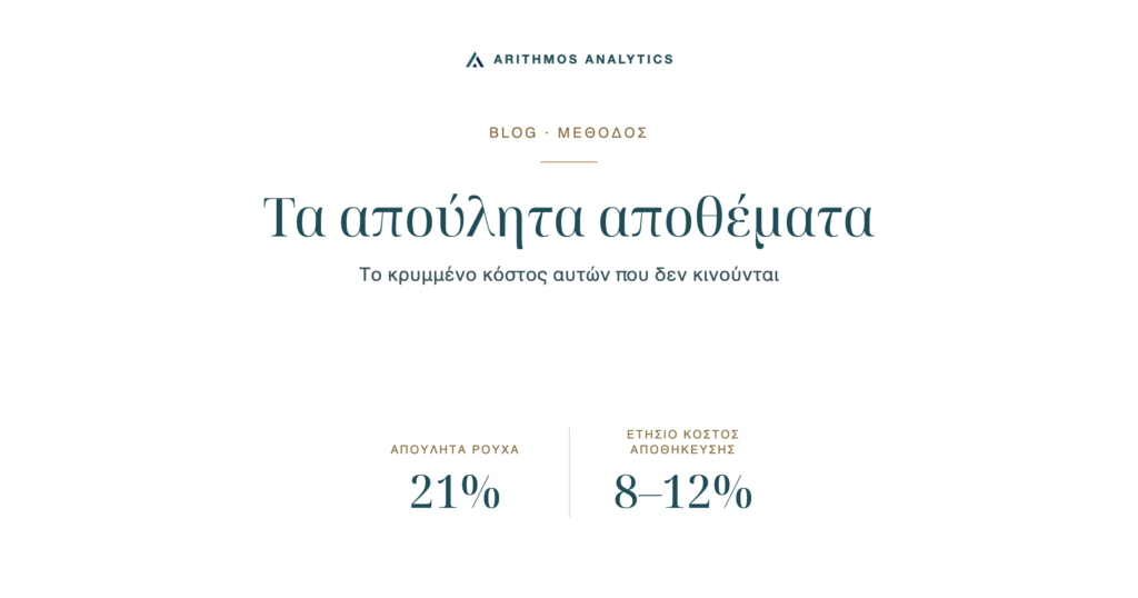 Τα απούλητα αποθέματα: Απούλητα ρούχα 21%, Ετήσιο κόστος αποθήκευσης 8–12%