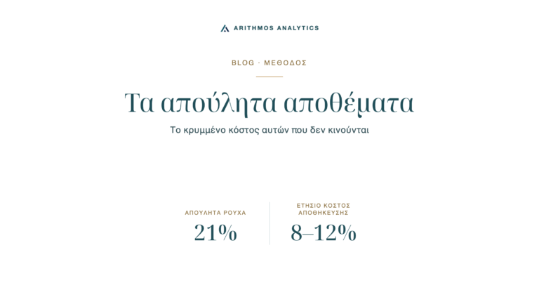 Τα απούλητα αποθέματα: Απούλητα ρούχα 21%, Ετήσιο κόστος αποθήκευσης 8–12%