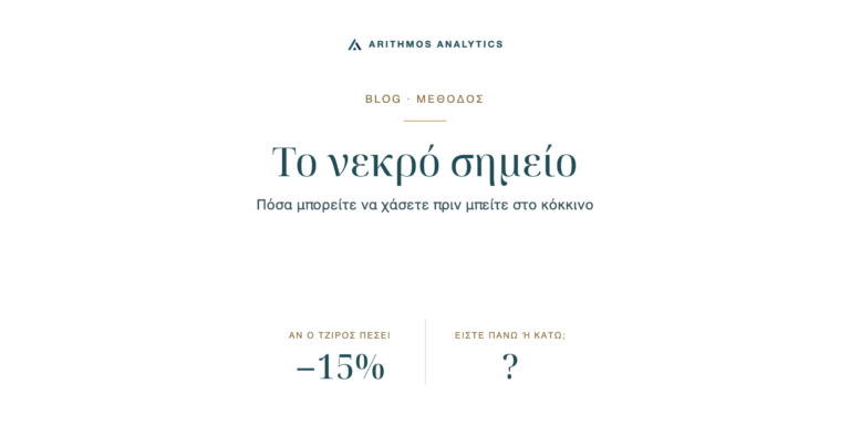 Το νεκρό σημείο: Αν ο τζίρος πέσει −15%, Είστε πάνω ή κάτω; ?