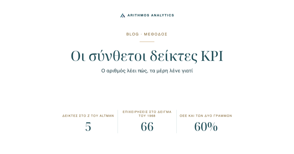 Οι σύνθετοι δείκτες KPI: Δείκτες στο Z του Altman 5, Επιχειρήσεις στο δείγμα του 1968 66, OEE και των δύο γραμμών 60%