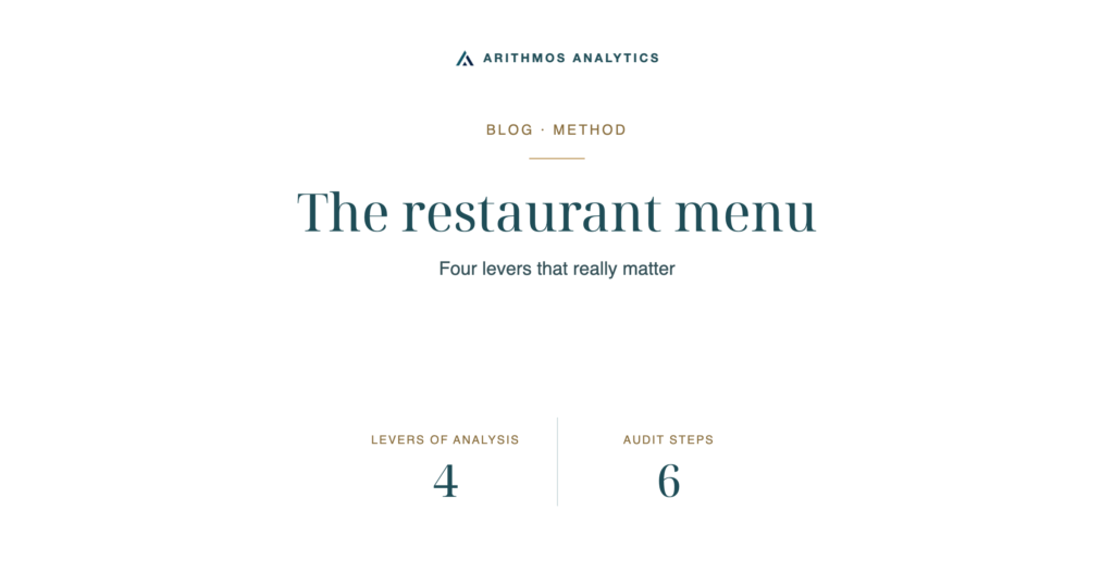 The restaurant menu: Levers of analysis 4, Audit steps 6