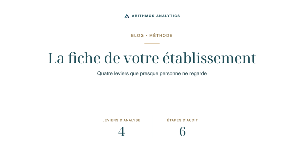 La fiche de votre établissement: Leviers d’analyse 4, Étapes d’audit 6