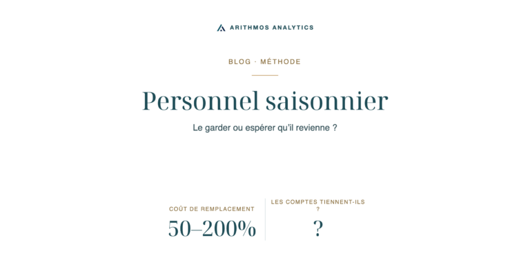Personnel saisonnier: Coût de remplacement 50–200%, Les comptes tiennent-ils ? ?