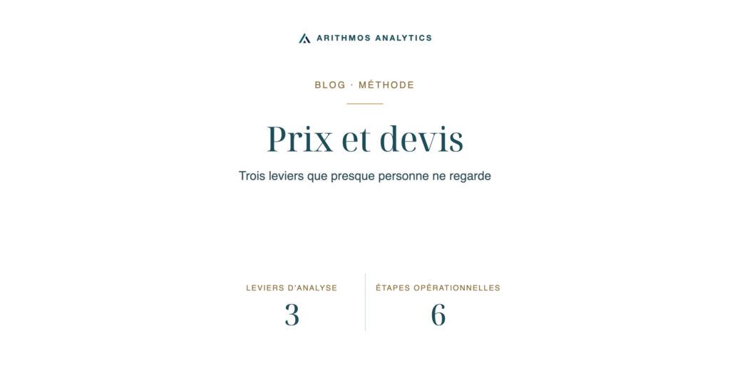 Prix et devis: Leviers d’analyse 3, Étapes opérationnelles 6