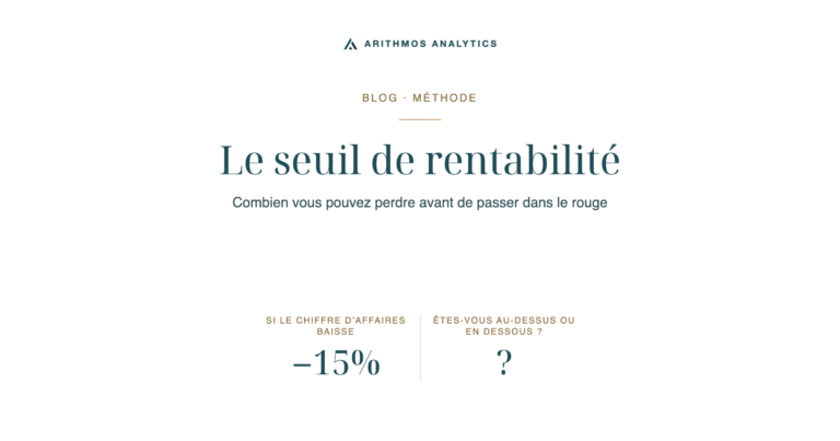 Le seuil de rentabilité: Si le chiffre d’affaires baisse −15%, Êtes-vous au-dessus ou en dessous ? ?