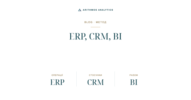 ERP, CRM, BI: Операції ERP, Стосунки CRM, Разом BI