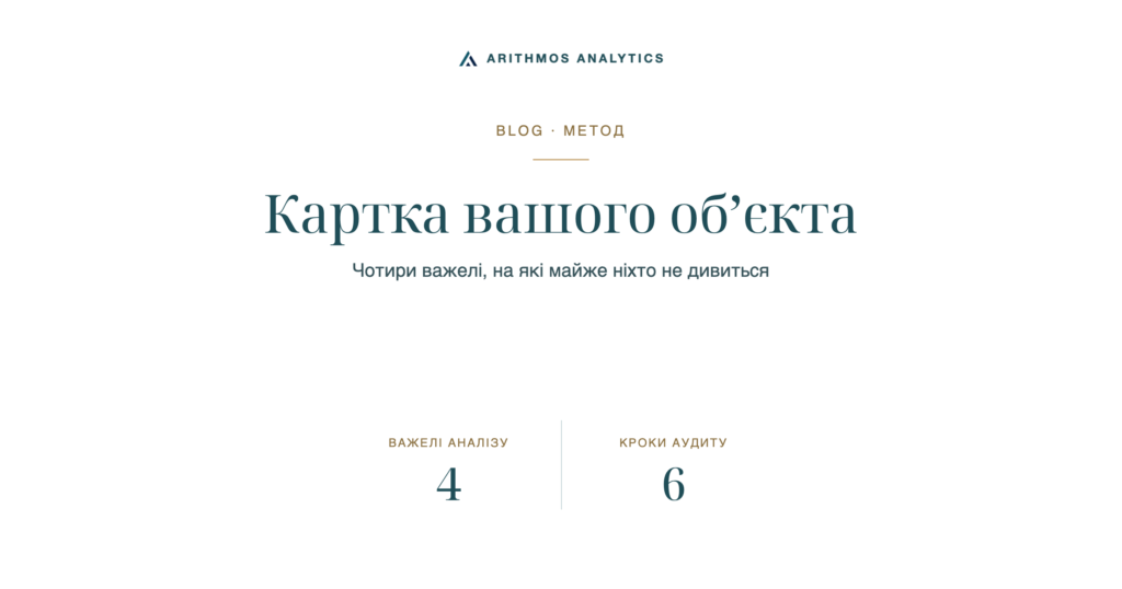Картка вашого об’єкта: Важелі аналізу 4, Кроки аудиту 6